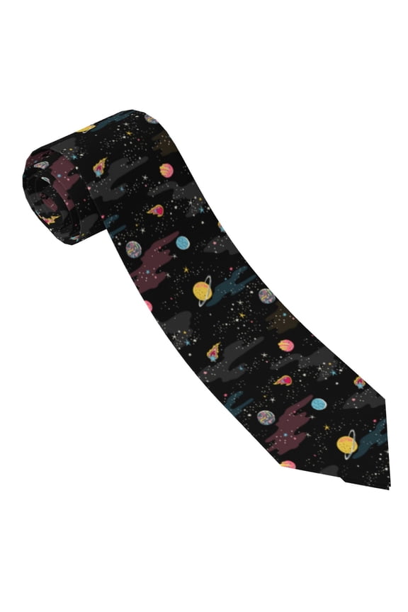 Galaxy Print Tie For Men Necktie Woven Jacquard Neck Ties,Classic Men's Tie