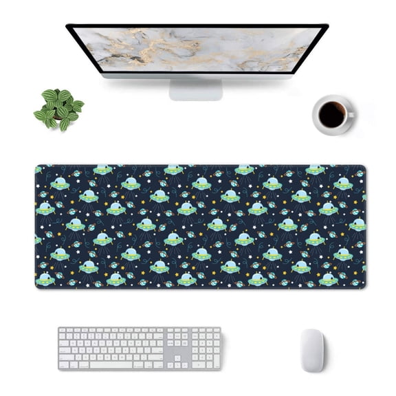 Xecao Galaxy With Ufo for Mouse Pad - Waterproof Extended Contour Mouse Mat, Large Gaming Mousepad Laptop Keyboard Mat with Non-Slip Rubber Base