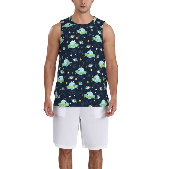 Xecao Galaxy With Ufo print basketball shirt for both men and women, a unisex basketball jersey perfect for theme parties-Large