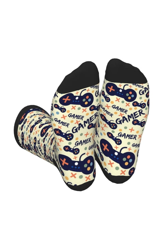Game Controller Print Crew Socks for Men and Women, Men's Soft Moisture-wicking Sock