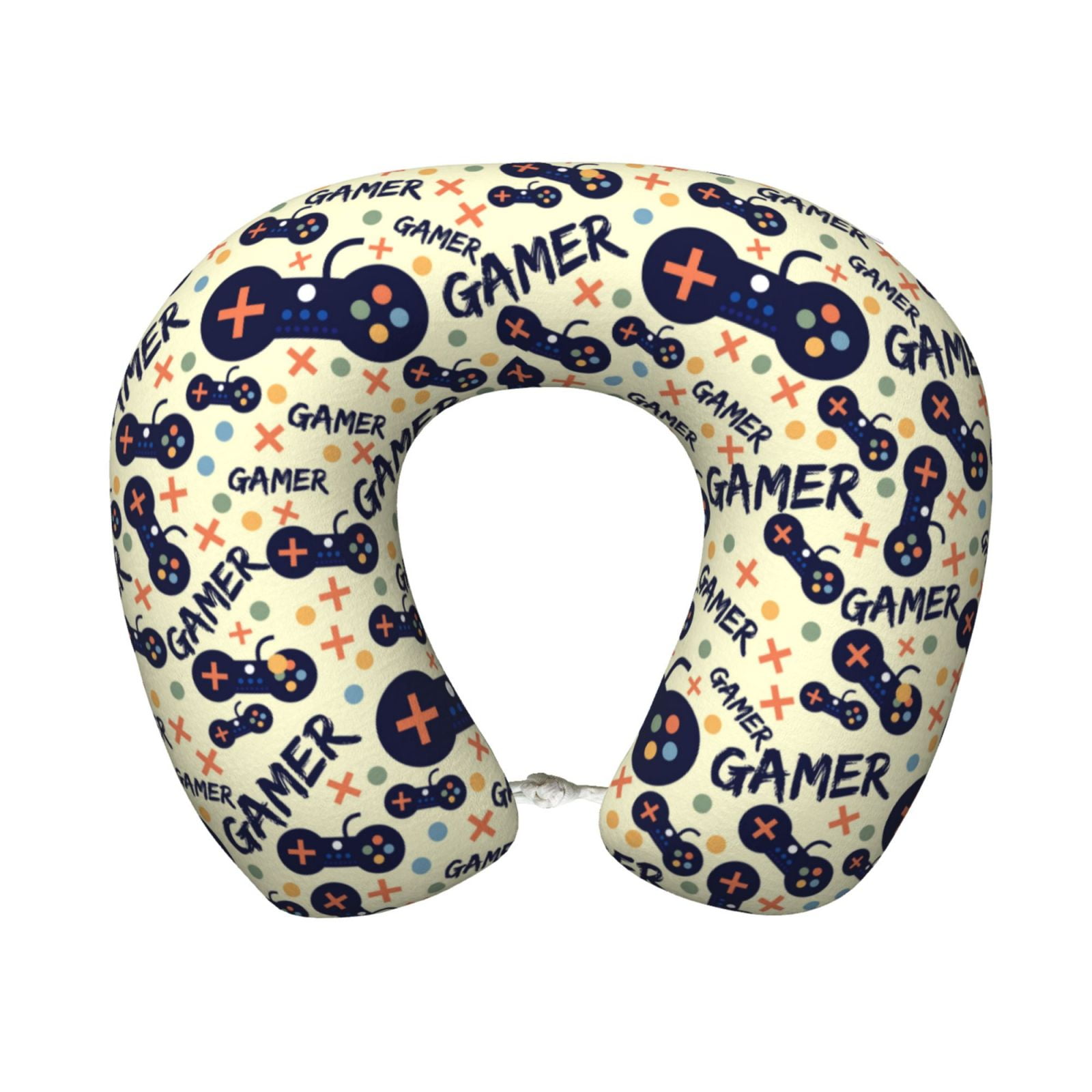 Xecao Game Controller Print Memory Foam Cervical Neck Pillow Versatile U-Shaped Pillows for Home,Office,Camping,Travelling,Soft Washable Cover