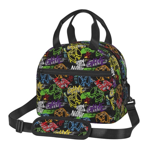 Xecao Game Joysticks Print Insulated Lunch Box, Lunch Cags Lunch Bag Featuring An Adjustable Shoulder Strap