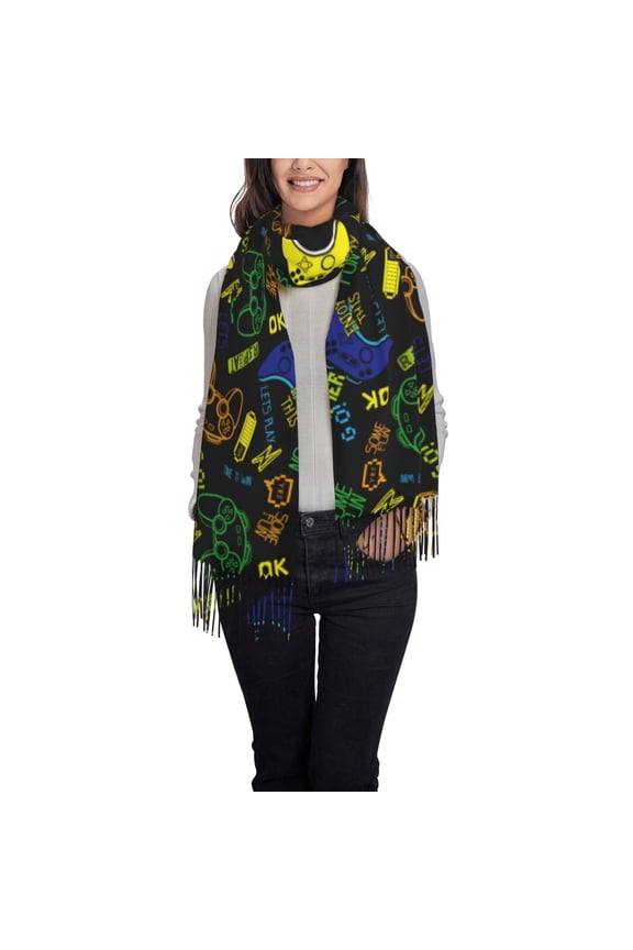 Game Play Pattern Womens Winter Scarf Fall Scarf Oversized Large Scarf for Women Warm Shawl Wrap