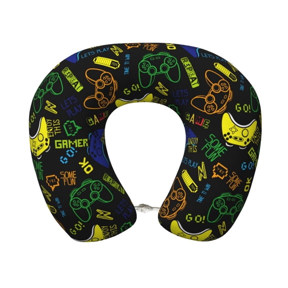 Xecao Game Play Print Memory Foam Cervical Neck Pillow Versatile U-Shaped Pillows for Home,Office,Camping,Travelling,Soft Washable Cover