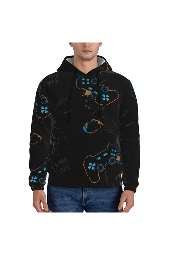 Game Time Pattern Men's Adult Pullover Hoodie,Hooded Sweatshirt-Medium
