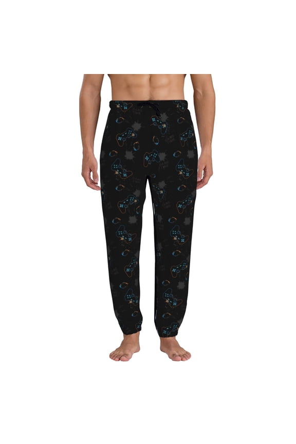 Game Time Print Active Tech Joggers for Men, Mens Sweatpants Lounge Pants with Pockets-Small