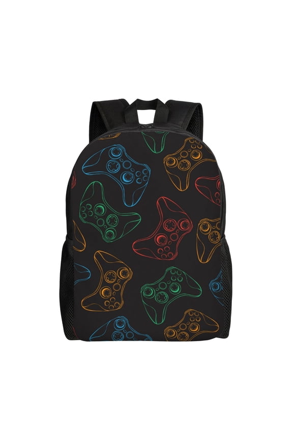 Gamepad Joystick Game Print School Backpack with Laptop Compartment Small Travel Laptop Backpack for Women Men Waterproof College Backpack Simple School Bag