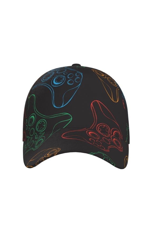 Gamepad Joystick Game for Baseball Cap: Unisex, crafted from classic polyester twill fabric, featuring a soft unconstructed design
