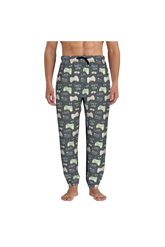 Gamers Print Active Tech Joggers for Men, Mens Sweatpants Lounge Pants with Pockets-Large