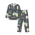 thumbnail image 1 of Xecao Gamers Print Pajamas Set Mens Pajamas Long Sleeve Loungewear Two-Piece Sleepwear Button-Down Pjs Set,2PJS-Medium, 1 of 7