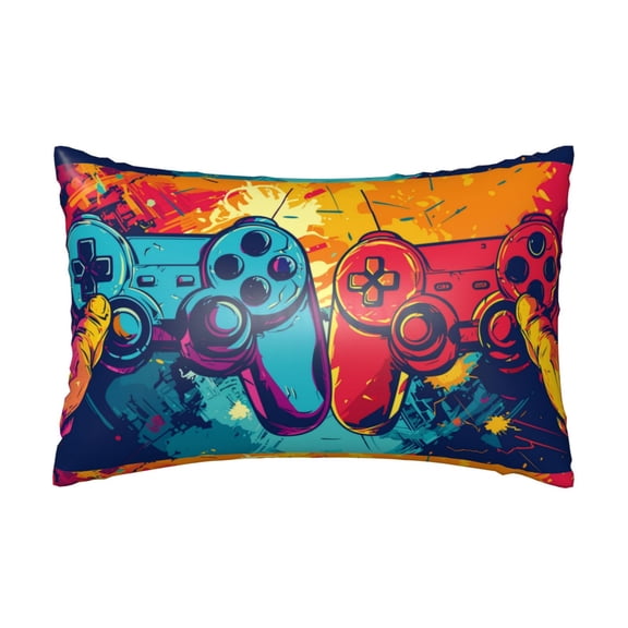 Xecao Gaming Pattern Satin Pillowcases for Hair and Skin, Luxurious and Silky Pillow Cases with Envelope Closure, 20x30 Inches