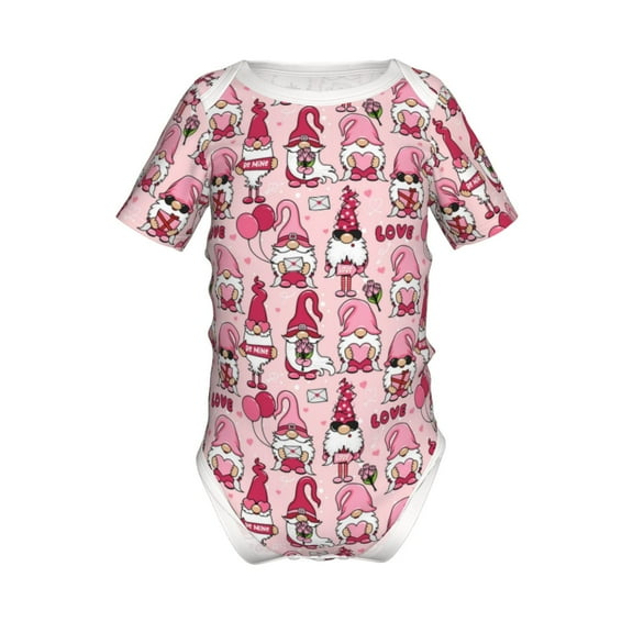 Xecao Garden Gnomes Pattern Baby Climbing Bodysuit Short Sleeve Onesie Unisex 0-12 Months Baby Shirt Newborn Outfits Crotch snap design-18 Months