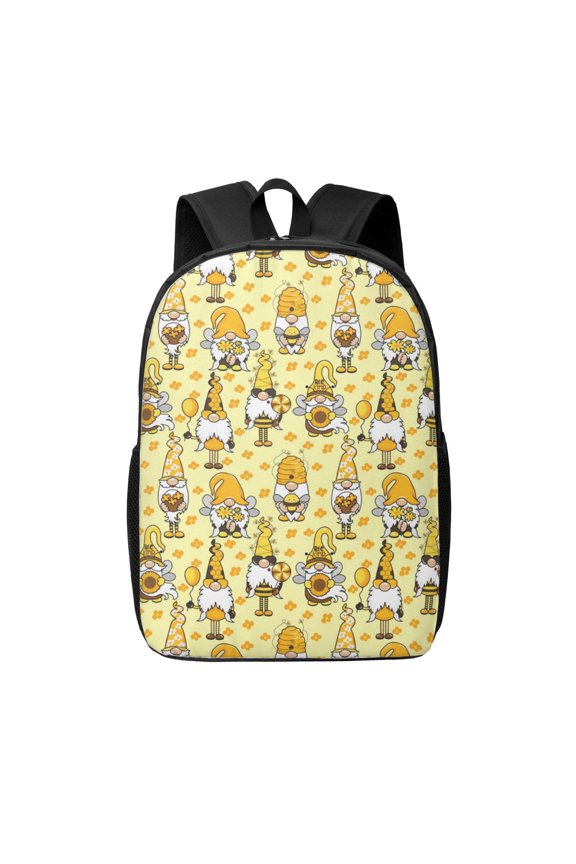 Garden Honeybee Gnomes print Travel Backpack, Large Computer Backpack for Men Women, College School Rucksack Book Bag