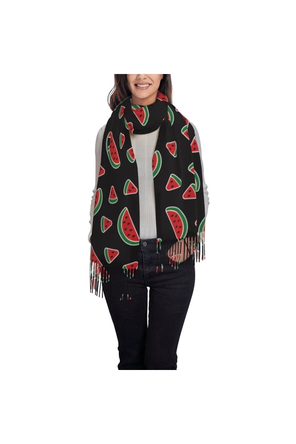 Geometric 1980s Styled Pattern Womens Winter Scarf Fall Scarf Oversized Large Scarf for Women Warm Shawl Wrap