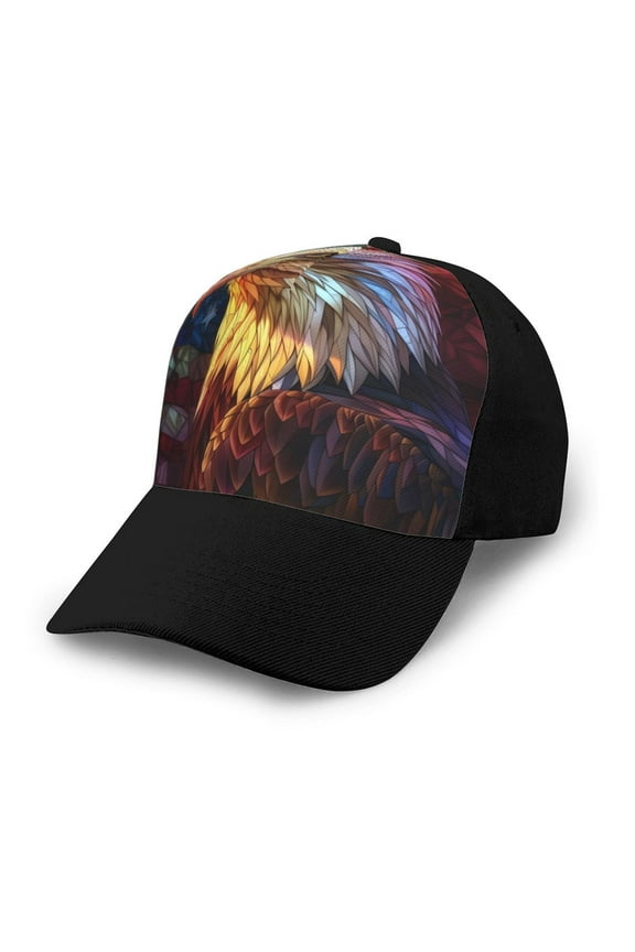 Geometric American Bald Eagle print unisex vintage washed baseball cap, a soft and adjustable hat perfect for any casual style.