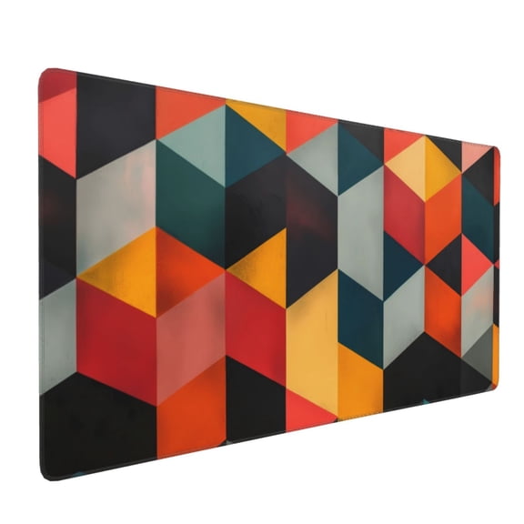 Xecao Geometric Cube Pattern Art Print Large Mouse Pad, 16x35.5in Mousepad, Professional Non-Slip Rubber Base Big Mouse Pad, Mouse Pad for Gaming & Office Full Desk Mouse Pad