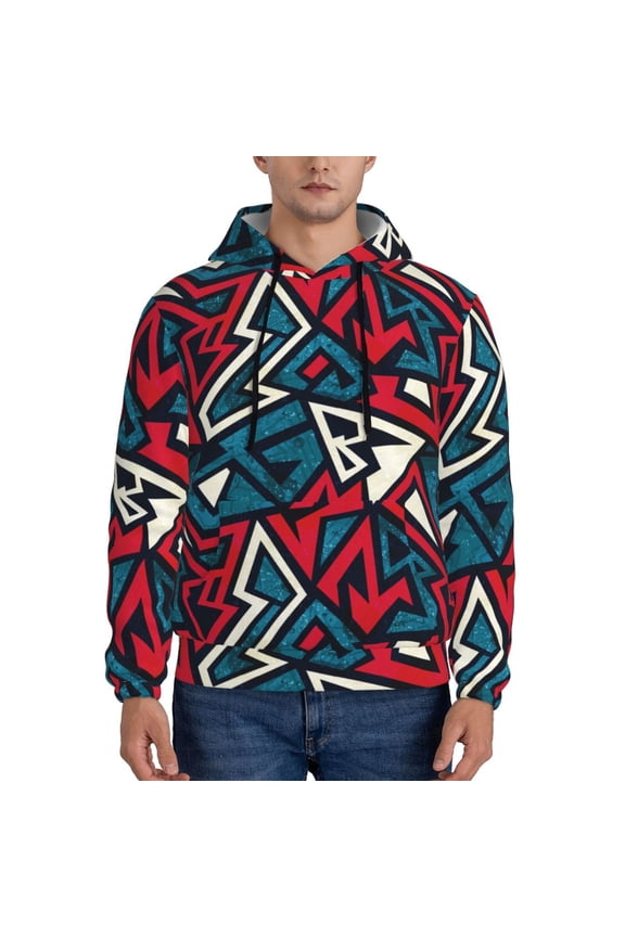 Geometric Elements Pattern Men's Adult Pullover Hoodie,Hooded Sweatshirt-X-Large