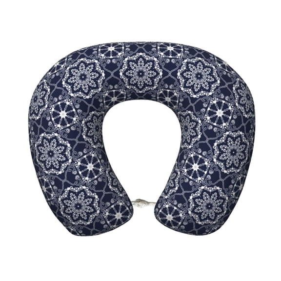 Xecao Geometry Flower Print Memory Foam Cervical Neck Pillow Versatile U-Shaped Pillows for Home,Office,Camping,Travelling,Soft Washable Cover