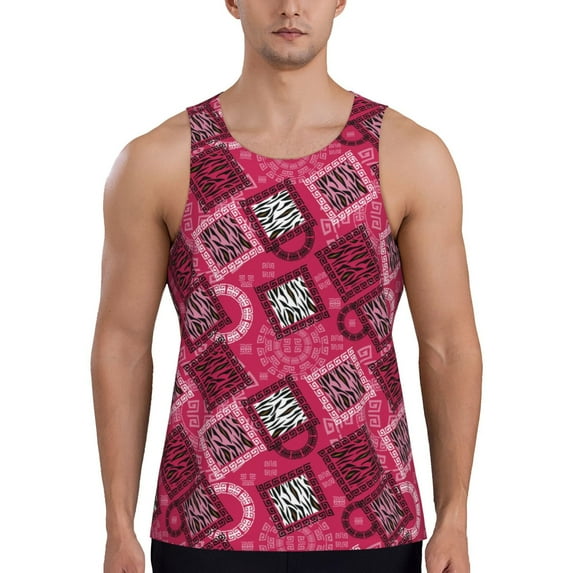 Xecao Geometry Men's Tank Top Workout Quick Dry Sleeveless Gym Jogging Muscle Shirts Summer Swim Beach Tops