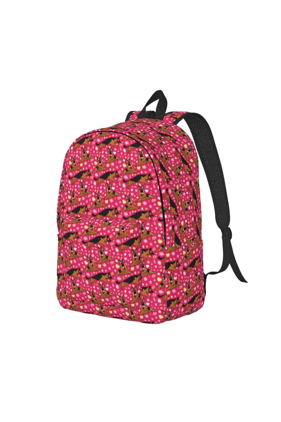 German Shepherd Dog Canvas College Laptop Backpack, a durable rucksack designed for both men and women, ideal for travel, school, and daily use-Medium