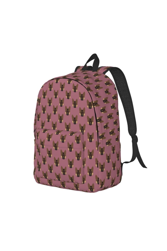 German Shepherd Dog Canvas College Laptop Backpack, a durable rucksack designed for both men and women, ideal for travel, school, and daily use-Small