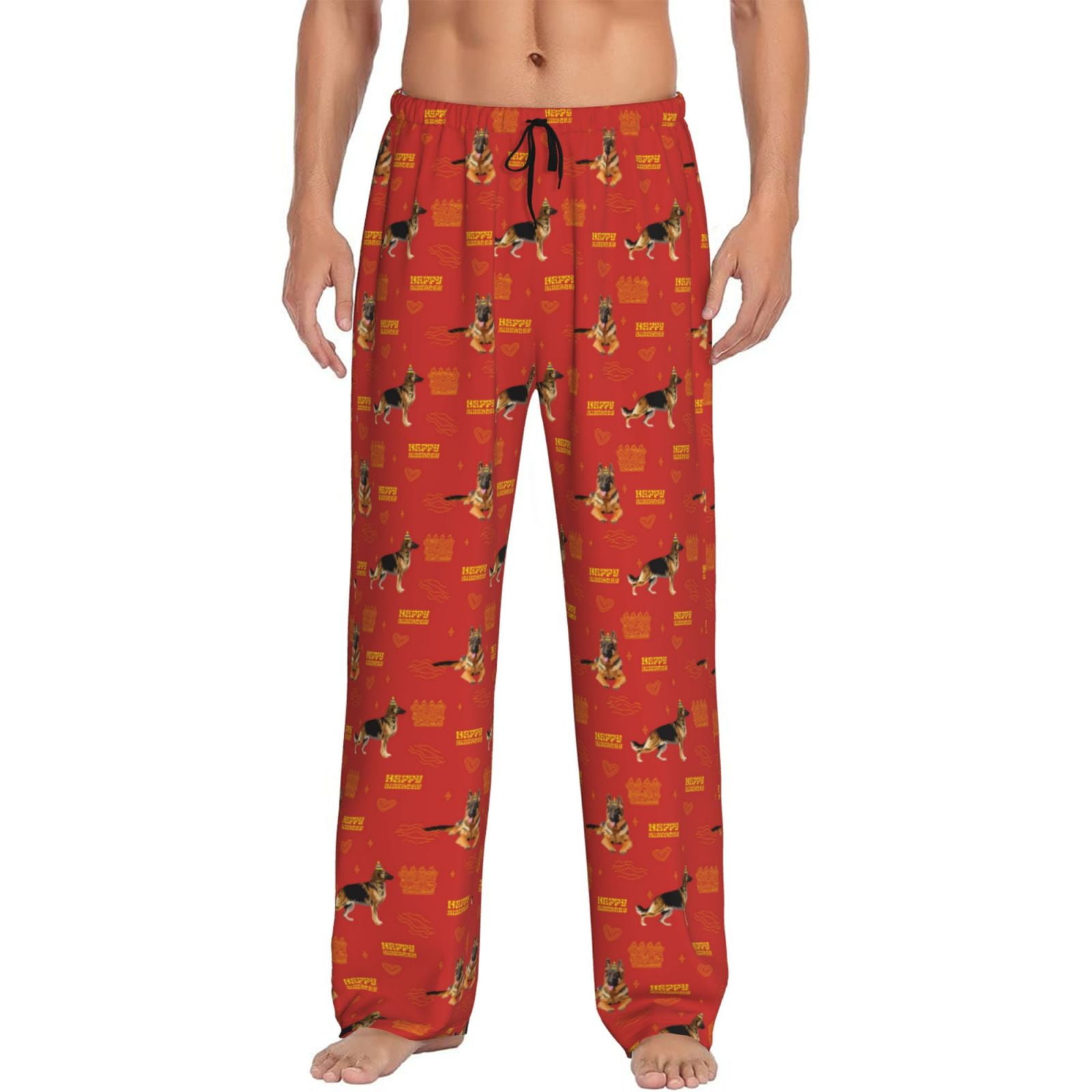 Xecao German Shepherd Dog Men's Straight Lounge Pajama Pants The