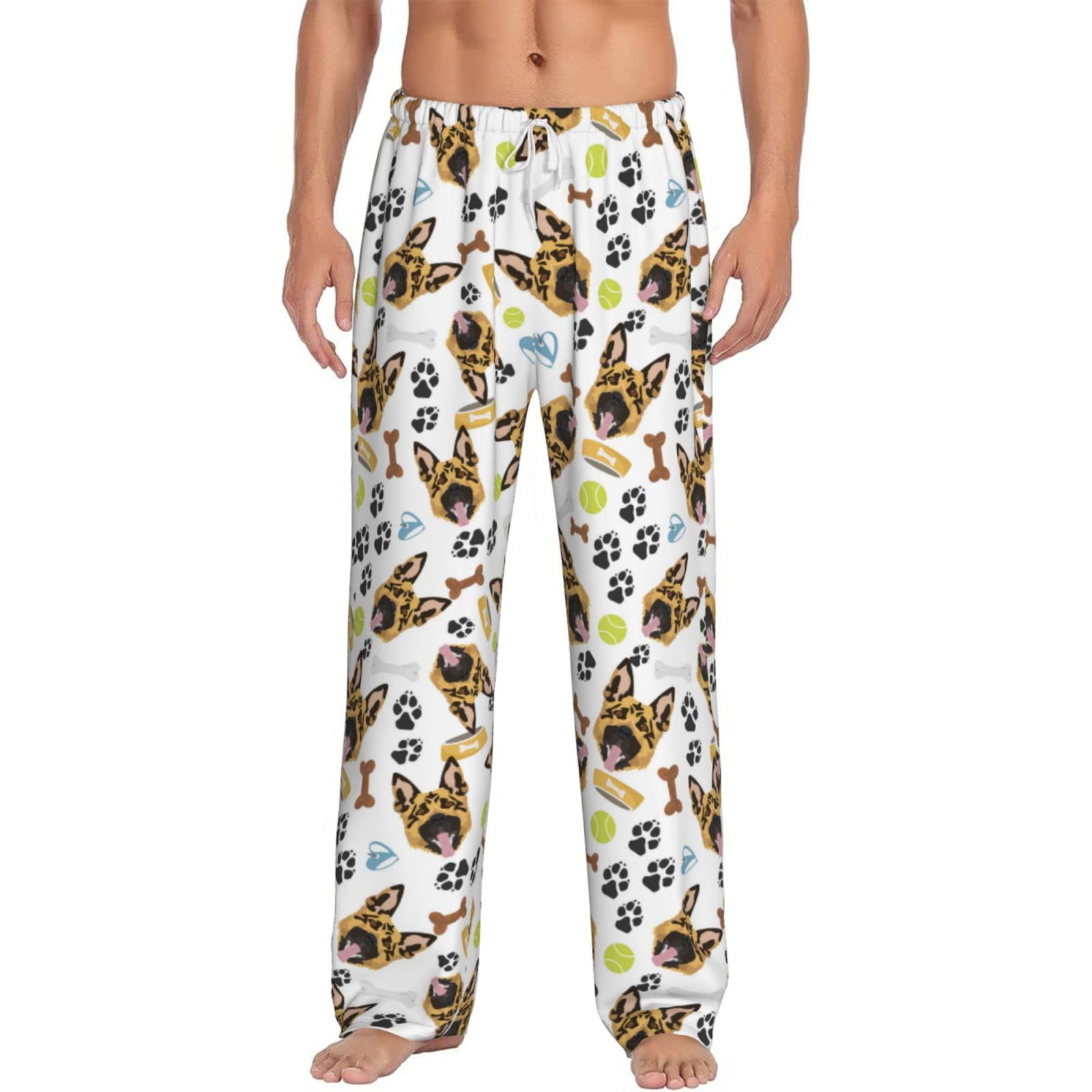 Xecao German Shepherd Dog Men's Straight Lounge Pajama Pants The