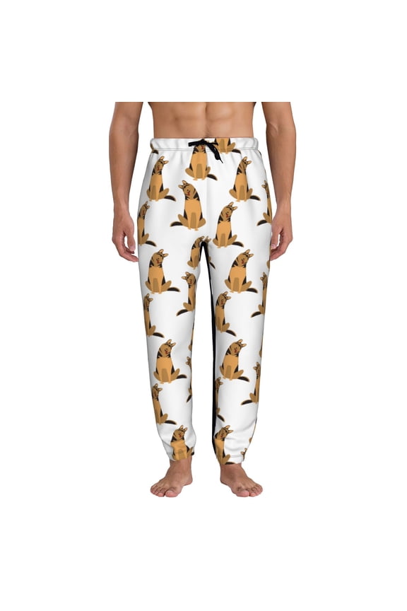 German Shepherd Dog Print Active Tech Joggers for Men, Mens Sweatpants Lounge Pants with Pockets-3X-Large