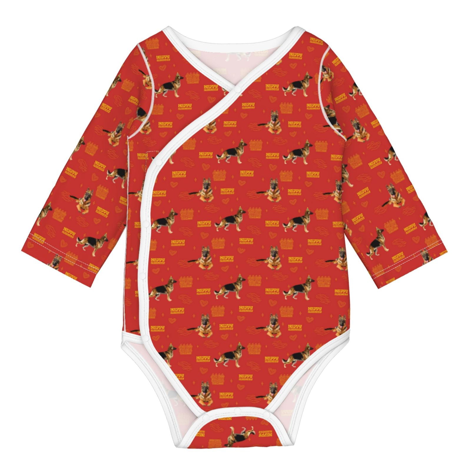 Xecao German Shepherd Dog Print Baby unisex-baby Cotton Long-sleeve Bodysuits-6 Months