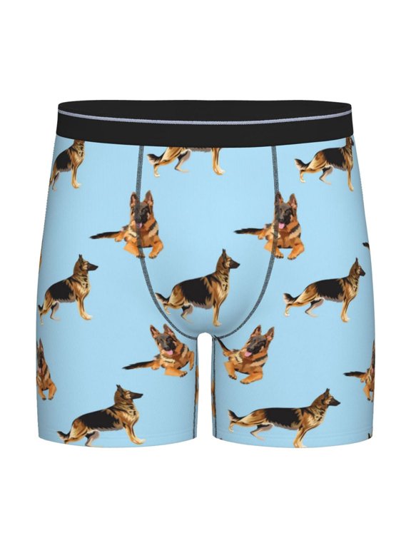 German Shepherd Dog Print Boxer Briefs for Men's Stretch Moisture-Wicking Underwear, Mid-Rise Classics breathable fabric