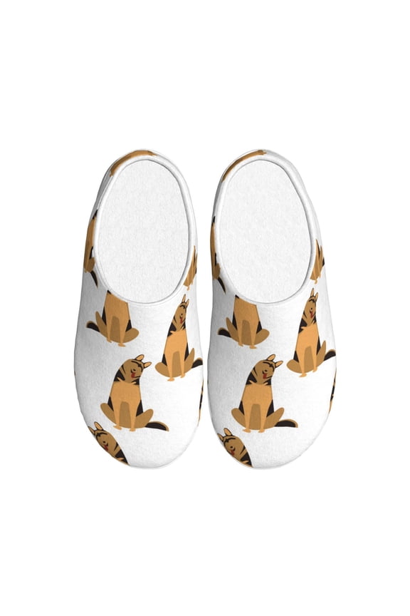 German Shepherd Dog Print Cotton Slippers Fuzzy Warm Cozy Slippers Non Slip House Slippers For Indoor Outdoor Cotton Slippers House Slippers-13