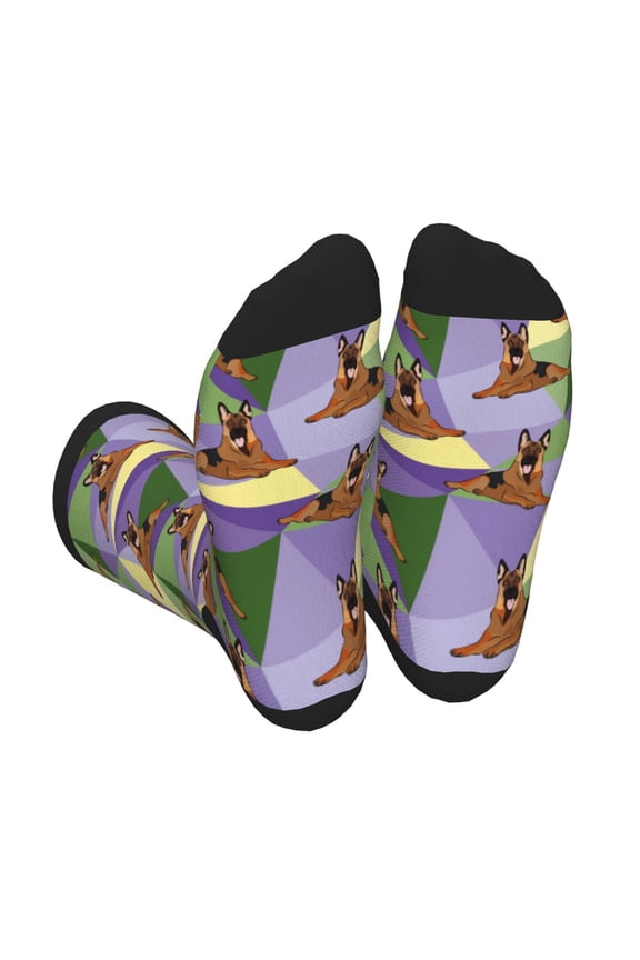German Shepherd Dog Print Crew Socks for Men and Women, Men's Soft Moisture-wicking Sock
