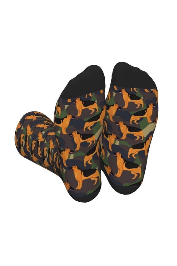 German Shepherd Dog Print Crew Socks for Men and Women, Men's Soft Moisture-wicking Sock