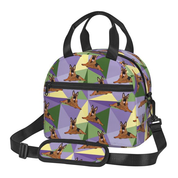Xecao German Shepherd Dog Print Insulated Lunch Box, Lunch Cags Lunch Bag Featuring An Adjustable Shoulder Strap