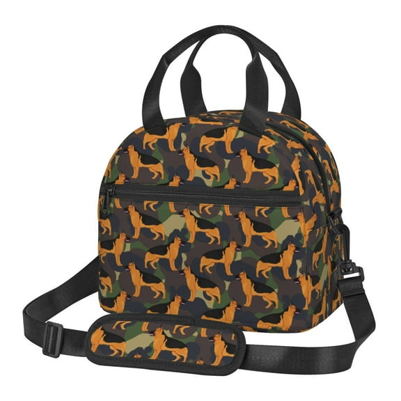Xecao German Shepherd Dog Print Insulated Lunch Box, Lunch Cags Lunch Bag Featuring An Adjustable Shoulder Strap