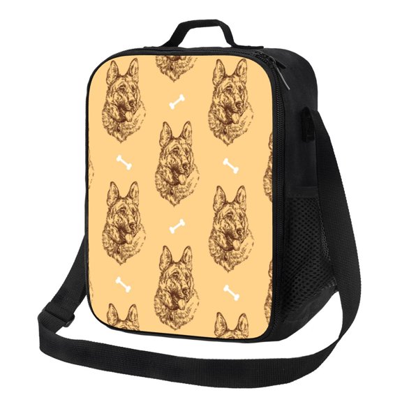 Xecao German Shepherd Dog Print Lunch Bag - Durable, Double-Insulated Lunch Bag, Holds Lunch Box, Water Bottle, & Snacks,Leakproof Cooler Tote Bag