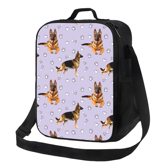 Xecao German Shepherd Dog Print Lunch Bag - Durable, Double-Insulated Lunch Bag, Holds Lunch Box, Water Bottle, & Snacks,Leakproof Cooler Tote Bag