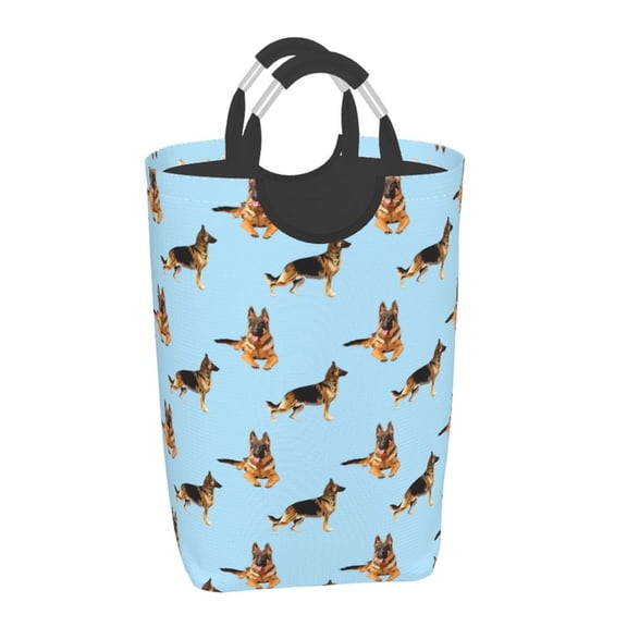 Xecao German Shepherd Dog for Laundry Basket,Collapsible Large Laundry Hamper,Wash Bag for Laundry Room, Rolling Laundry Basket with Handles