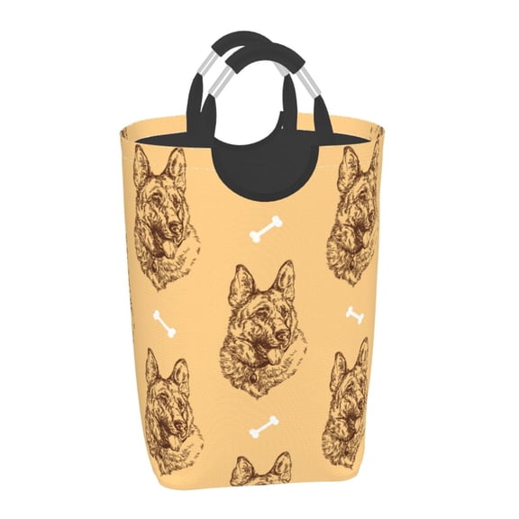 Xecao German Shepherd Dog for Laundry Basket,Collapsible Large Laundry Hamper,Wash Bag for Laundry Room, Rolling Laundry Basket with Handles