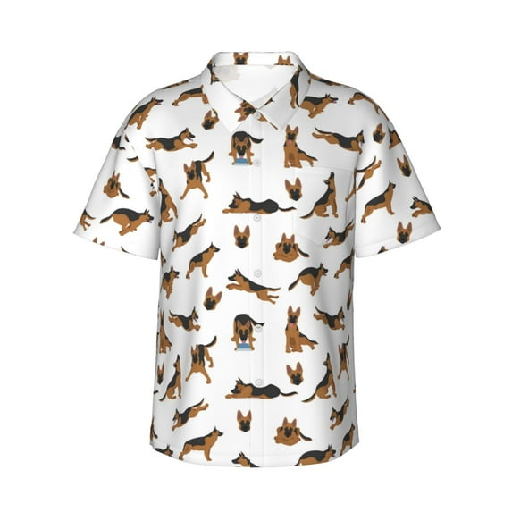 Xecao German Shepherd Dog print Hawaiian shirt - a stylish short-sleeve button-down for men, perfect for casual beach and tropical outings.