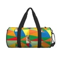 thumbnail image 1 of Xecao German Shepherd Dog print Round Travel Duffel Bag is a foldable gym bag with an inner pocket, perfect for travel sports, 1 of 8