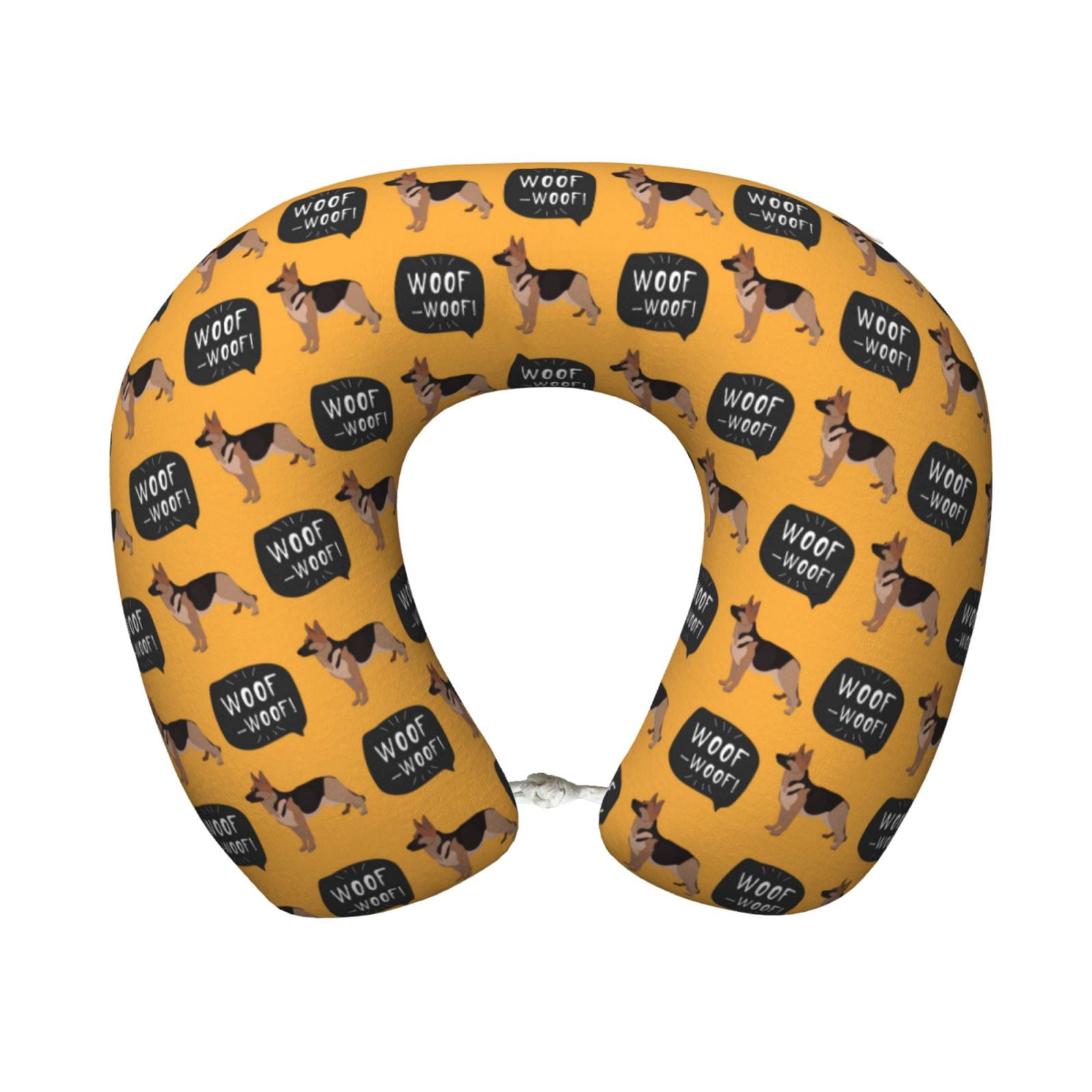 Xecao German Shepherd Woof Print Memory Foam Cervical Neck Pillow Versatile U-Shaped Pillows for Home,Office,Camping,Travelling,Soft Washable Cover