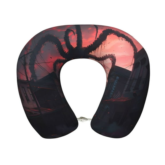 Xecao Giant Monster Over City Print Memory Foam Cervical Neck Pillow Versatile U-Shaped Pillows for Home,Office,Camping,Travelling,Soft Washable Cover