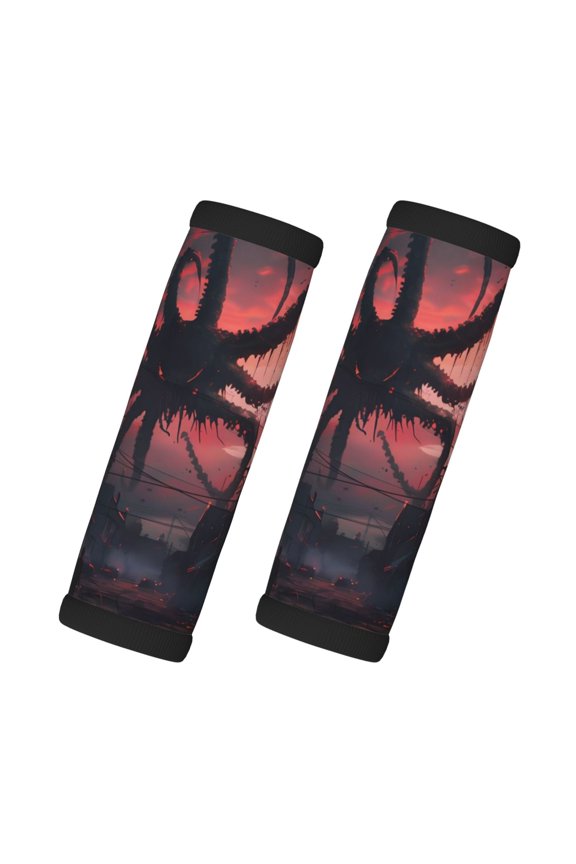 Giant Monster Over City Print 2 Pack Luggage Handles Wrap Grips Identifiers Bright Luggage Markers, Unique Travel Essentials,Bright Luggage Markers