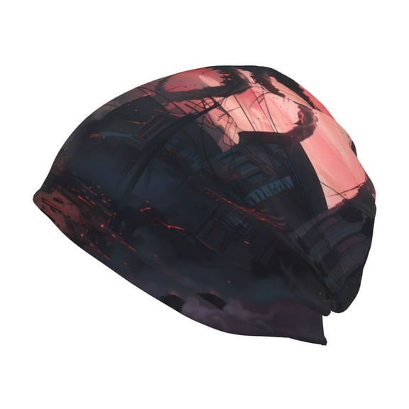 Xecao Giant Monster Over City Print Knit Hat,Winter Beanie for Men Women, Beanie Soft Warm Ski Stocking Cuffed Cap