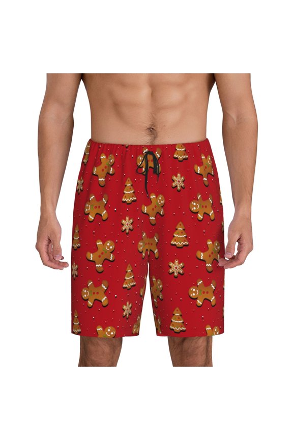 Gingerbread Man Print Men's Sleepwear Shorts Pajama Bottom Lounge Short ,Nightwear with Convenient Pockets for Relaxed Home Wear-3X-Large