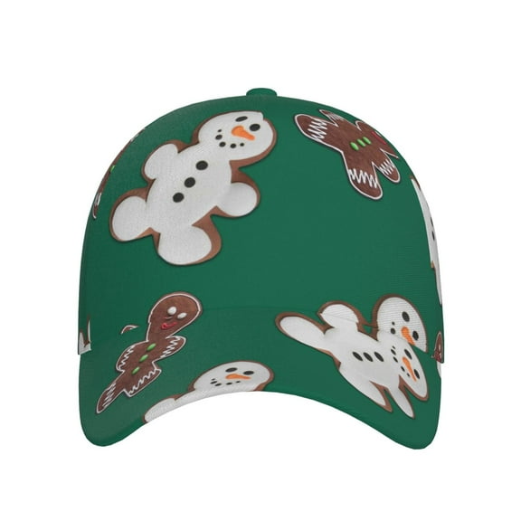 Xecao Gingerbread Snowman Cookies for Baseball Cap: Unisex, crafted from classic polyester twill fabric, featuring a soft unconstructed design