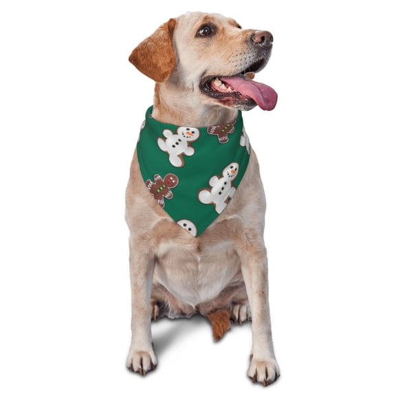 Xecao Gingerbread Snowman Cookies for Pet Bandana - A Stylish Triangle Accessory for Small to Large Dogs, Puppies, and Cats