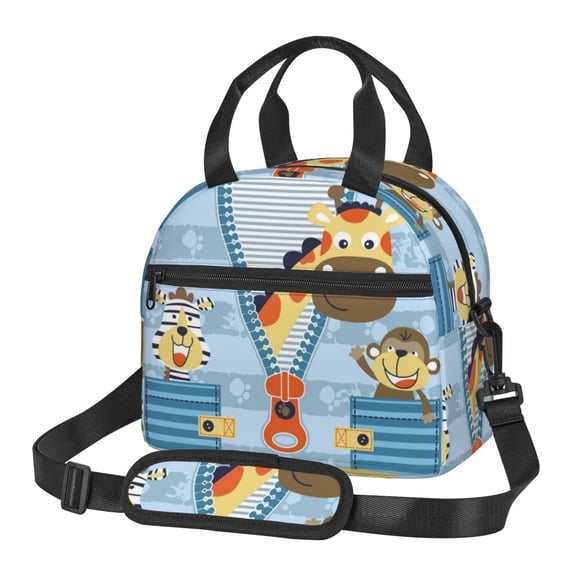 Xecao Giraffe Come Out From Zipper Print Insulated Lunch Box, Lunch Cags Lunch Bag Featuring An Adjustable Shoulder Strap