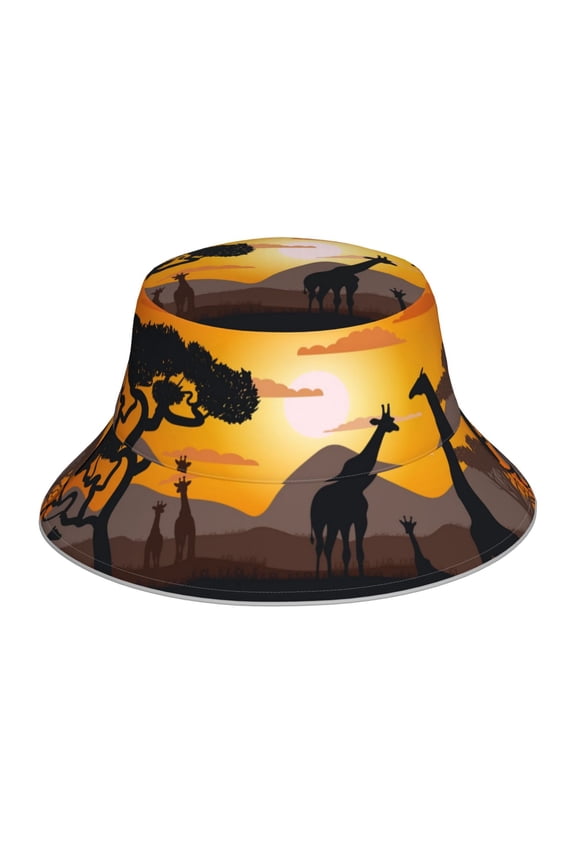 Giraffes Of The African Savannah Print Men and Women Night Reflective Hat Runner Cap Visor Bucket Hat Boonie Cap